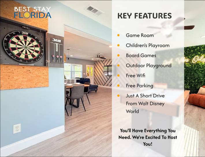 Vacation rental for 8 people, with yard and terrace in Orange County (FL)