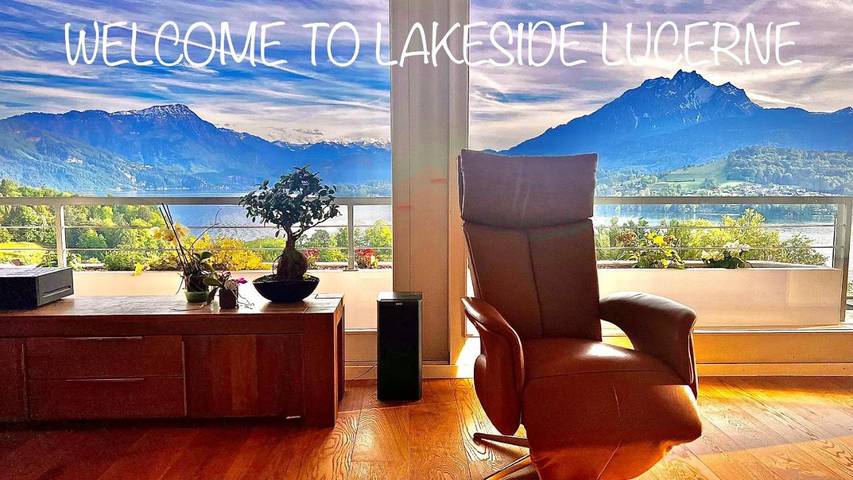 Ferienwohnung für 2 Personen, mit Balkon und Terrasse sowie Garten und Seeblick in Luzern