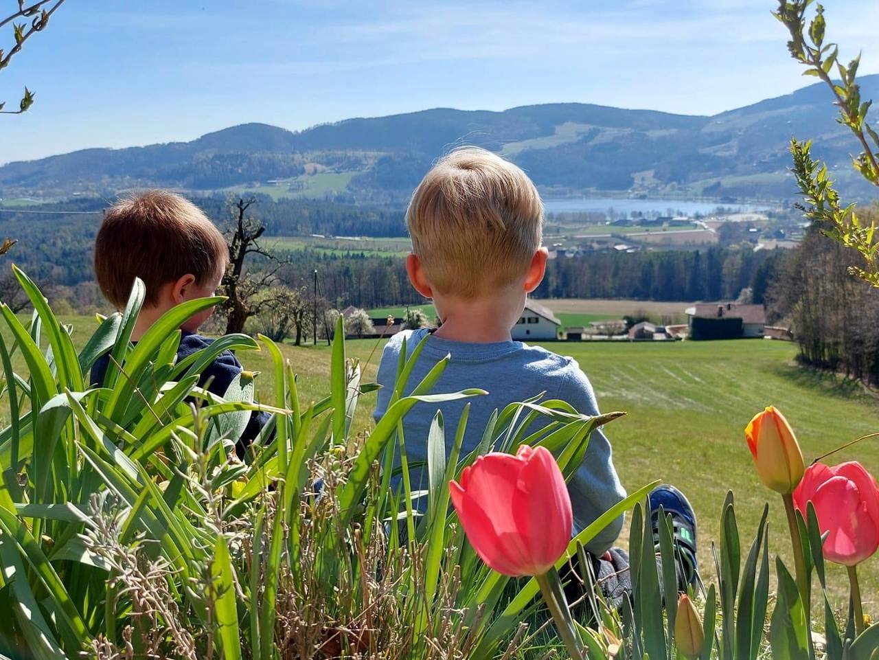 Gästehaus Ungertoni - Doppelbett Zimmer mit See Blick in Gemeinde Stubenberg, Steirerland