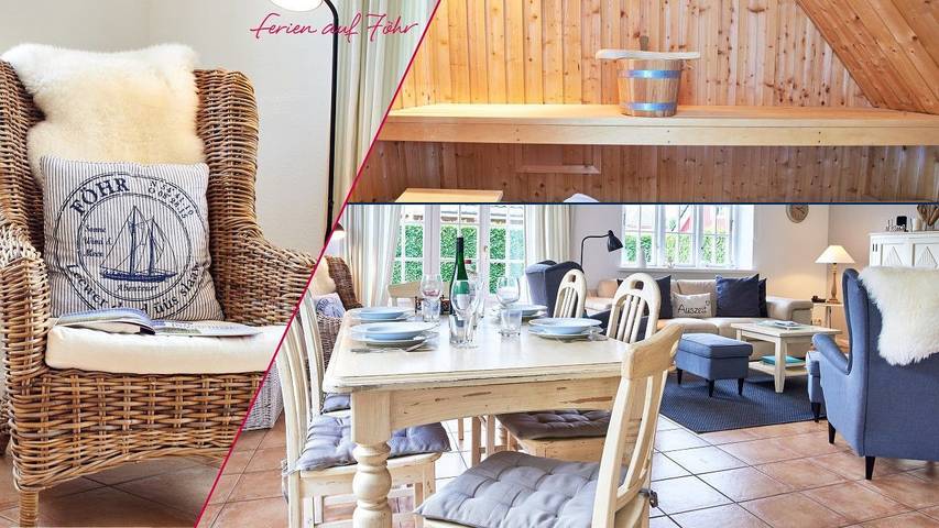 Ferienhaus für 6 Personen, mit Garten und Terrasse sowie Sauna, mit Haustier in Oldsum