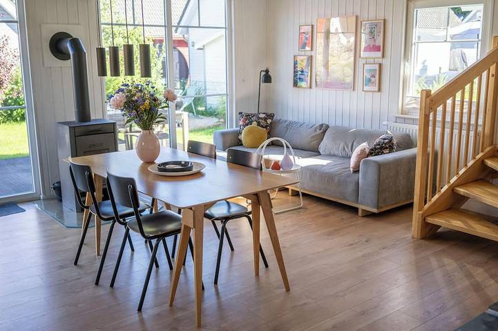 Skandi Design Ferienhaus mit Hafenblick & Beach in Zerpenschleuse, Wandlitz