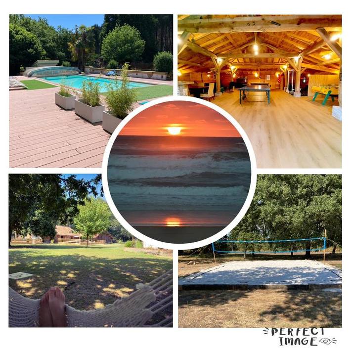 Location de vacances pour 10 personnes, avec Terrasse et Jacuzzi ainsi que Jardin et Piscine à Saint-Paul-en-Born