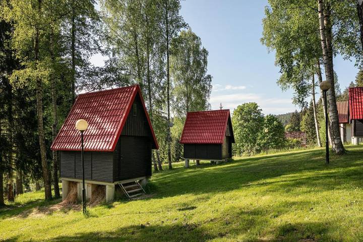 Kemping dla 4 osób, z widok i ogród oraz sauna i taras, zwierzęta dozwolone w Czechy