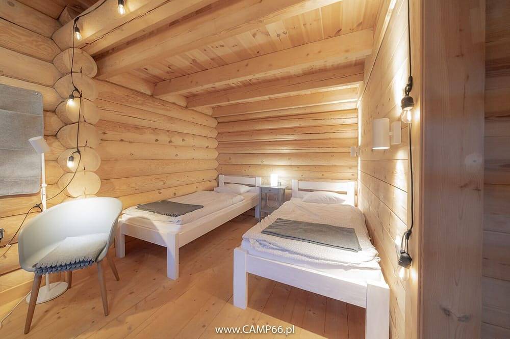 Camp66  - Drewniane domki z bali z widokiem na Śnieżke  in Ściegny, Sudeten (Polonia)