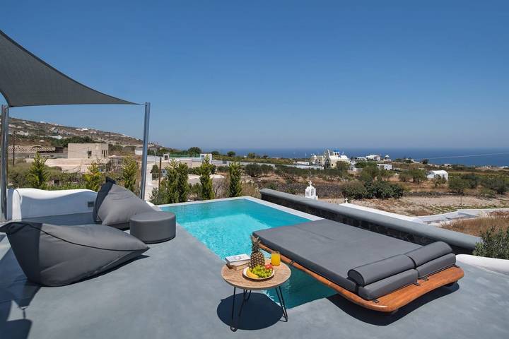 Villa pour 10 personnes, avec vue sur l’océan ainsi que terrasse et jardin à Thera