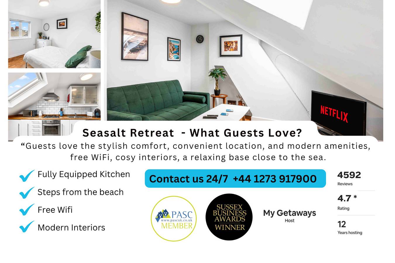 Entire apartment, Seasalt Retreat | By My Getaways in Worthing, West Sussex