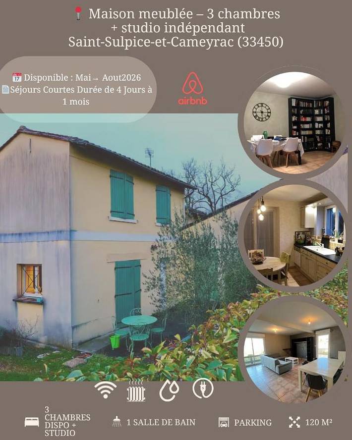 Location de vacances pour 5 personnes, avec terrasse et jardin à Saint-Sulpice-et-Cameyrac - 2