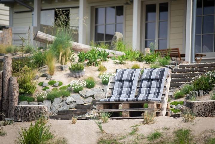 Ferienhaus für 5 Personen, mit Terrasse und Garten sowie Sauna und Seeblick im Leipziger Neuseenland