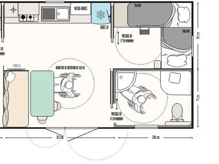 Camping Bon Port - Mobilheim 5 personen - Privilege Pmr - 5 Pers - 2 erwachsene - 3 kinder - 2 zimmer in Lunel, Côte d'Améthyste