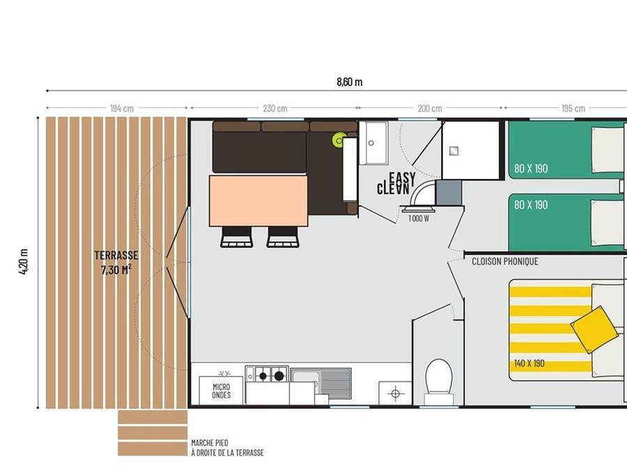 Camping Le Phare Ouest - Mobile home 4 persons - Loggia Bay New 2025 (sea view supplement €200 per week) in Saint-Denis-d'Oléron, Côte de Beauté