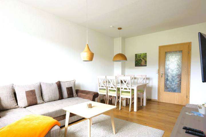 Hütte für 5 Personen, mit Balkon und Garten sowie Ausblick im Erzgebirge