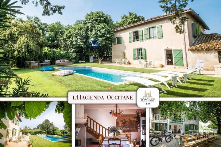 Location de vacances pour 14 personnes, avec Balcon et Terrasse ainsi que Jardin et Piscine à Nègrepelisse