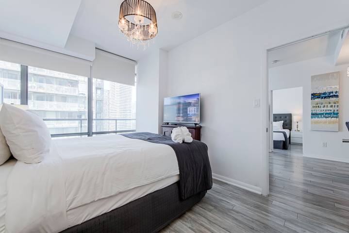 Apartamento vacacional entero, Condominio de 2 dormitorios con capacidad para 6 personas cerca del hospital Sick Kids, Tgh, Princess Margaret, U of T in Toronto, Lago Ontario (Kanada)
