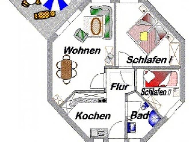 Bungalow für 4 Personen, mit Terrasse und Ausblick