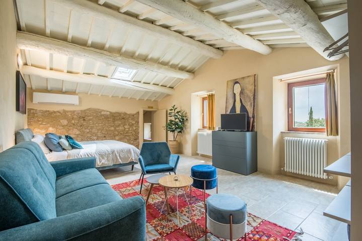 Appartamento intero, Brotes: Appartamento chic in Toscana con piscina, jacuzzi, sauna condivisa, Wi-Fi, aria condizionata in Sovicille, Chianti
