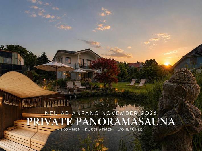 Ferienwohnung für 4 Personen, mit Terrasse und Garten sowie Sauna und Ausblick in Großpösna