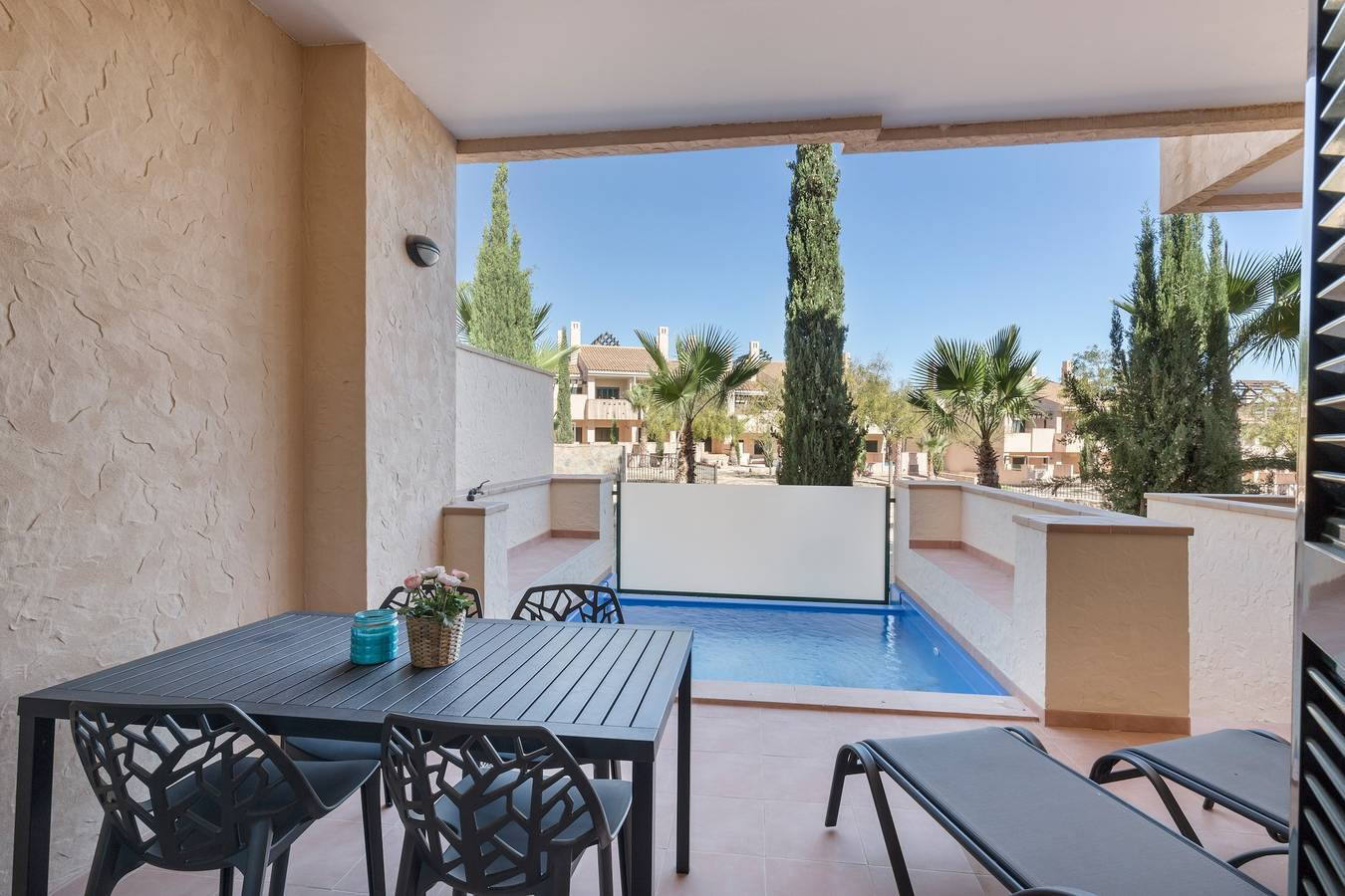 Hel leilighet, Holiday Apartment "El Oasis Malasia 16 Bajo A" with Shared Pool, Private Terrace & Wi-Fi in Hacienda del alamo, Fuente Alamo de Murcia