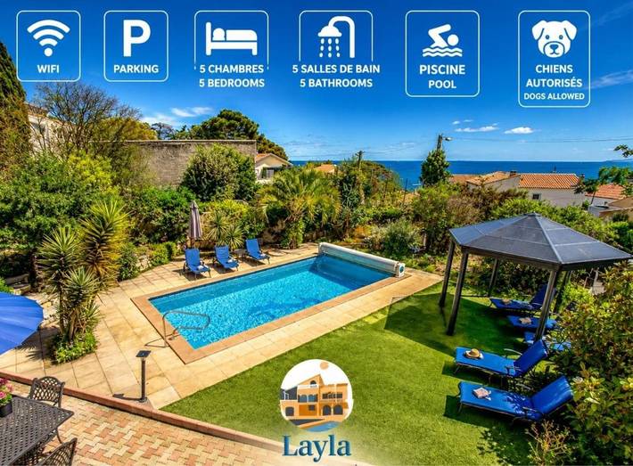 Villa pour 10 personnes, avec terrasse et piscine, animaux acceptés à Sète