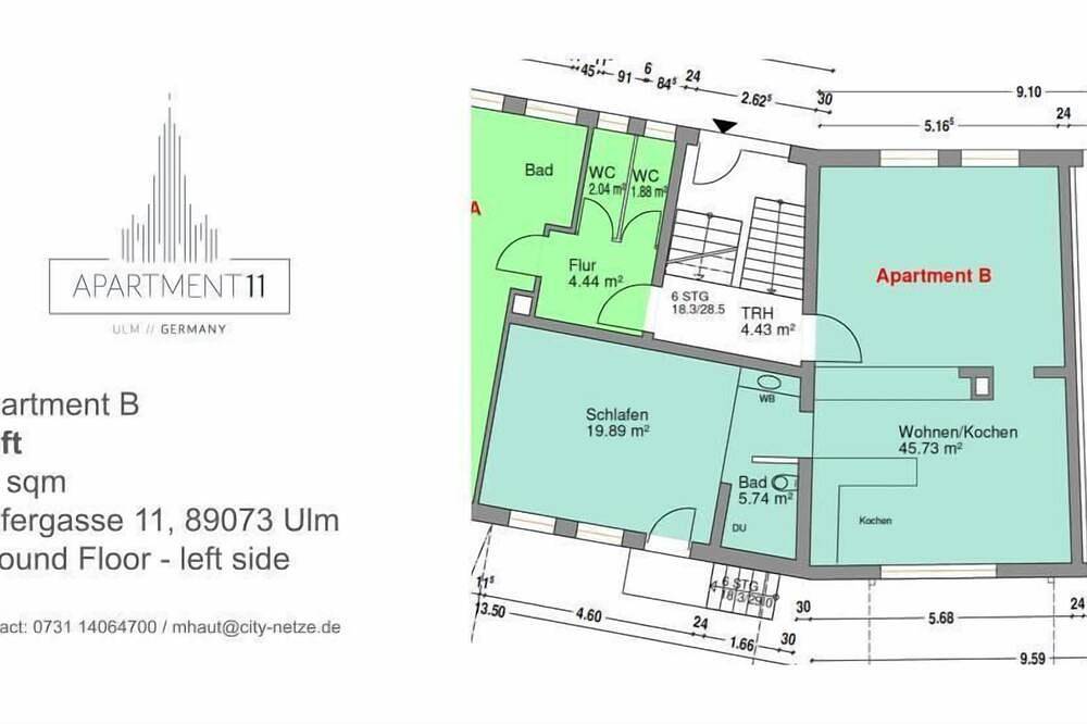Ganze Wohnung, Stylish 2 room Loft City Center Ground Floor in Ulm, Schwaben