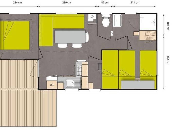 Flower Camping les 3 Ours - Mobilheim 6 personen - Confort 29 m² in Montbarrey, Jura