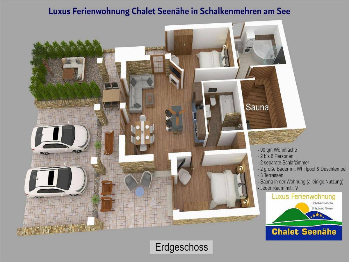 Geheel appartement, Luxus Ferienwohnung Chalet Seenähe in Schalkenmehren, Vulkaan-Eifel