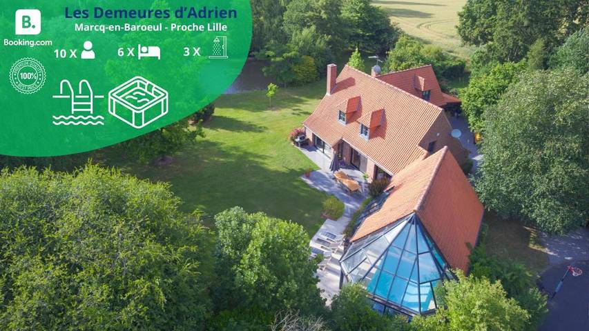 Location de vacances pour 10 personnes, avec piscine et jardin ainsi que vue et vue sur le lac, animaux acceptés à Marcq-en-Barœul