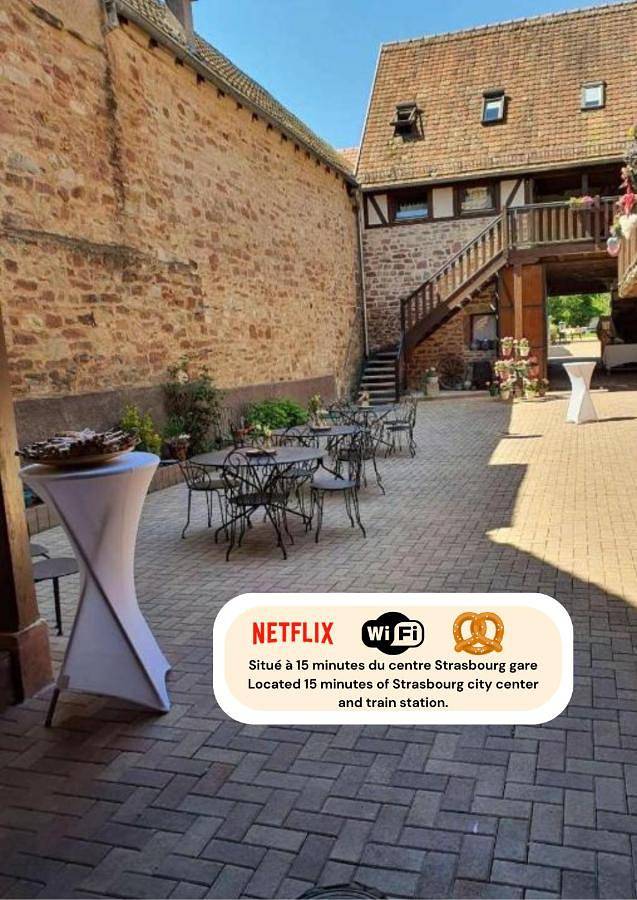 Chambre d’hôte pour 3 personnes, avec Balcon et Terrasse ainsi que Jardin et Piscine
