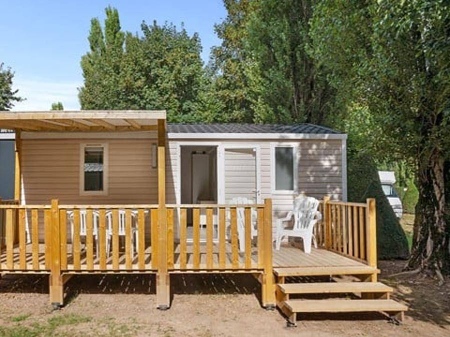 Camping La Nouzarede - Mobilheim 4 personen - Comfort Xl | 2 Schlafz. | 4 Pers. | Erhöhte Terrasse in Joyeuse, Parc naturel régional des Monts d'Ardèche