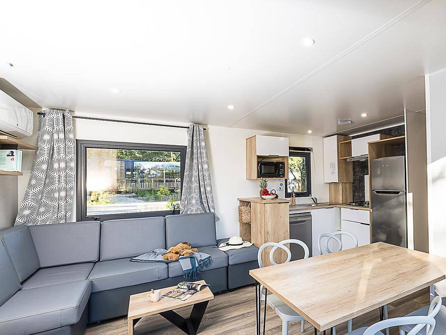 Camping Sites et Paysages - Les Hirondelles  - Mobilheim 8 personen - Premium Lacave - (3 Schlafräume) - Tv - Klimaanlage - Lv - 2 Bäder in Loupiac (Lot), Quercy