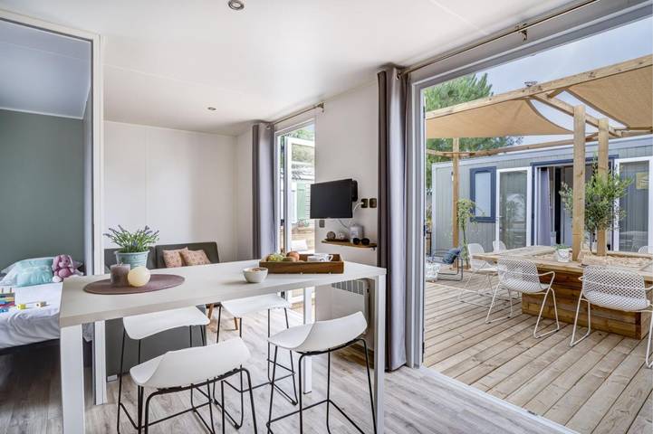 Mobil home pour 10 personnes, avec piscine ainsi que jardin et terrasse, animaux acceptés à Saint-Aubin-sur-Mer (Calvados) - 4