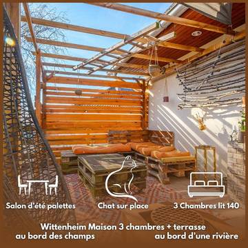 Gîte pour 6 personnes, avec jardin et vue, animaux acceptés à Wittenheim