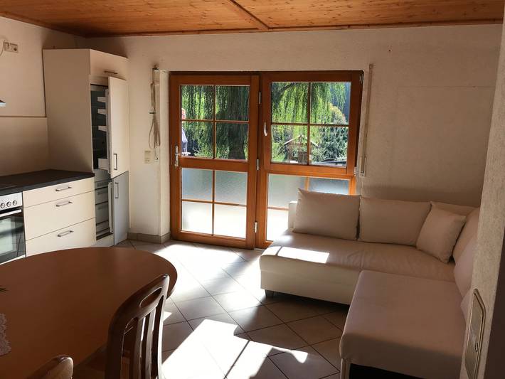 Apartamento inteiro, Apartamento 'FeWo Souterain Schwarzwaldh.-Wachtel' com vista para a montanha, terraço privado e Wi-Fi in Oberharmersbach, Central Black Forest