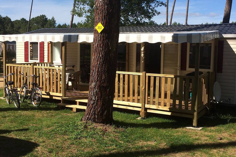 Mobilhome 40 m2  6 Places Climatise Terrasse Couverte à 3 km de l'océan in Saint-Julien-en-Born, Côte d’Argent
