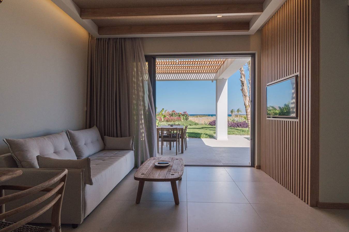 Exquisite Kos Villa | Villa Irma | 1 Bedroom | Spacious Furnished Sun Terrace | Private Outdoor Pool | Bbq Facilities | Shaded Outdoor Dining Area | Tesla Car Included | Shared Outdoor Gym, Playground, Cinema and Bar | Tigaki in Kos