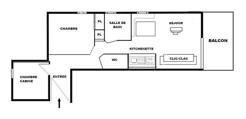 Apartamento entero, Résidence le Christiania A - Apartamento cabina 2 piezas para 6 personas (A18) in Hauteluce, Albertville region