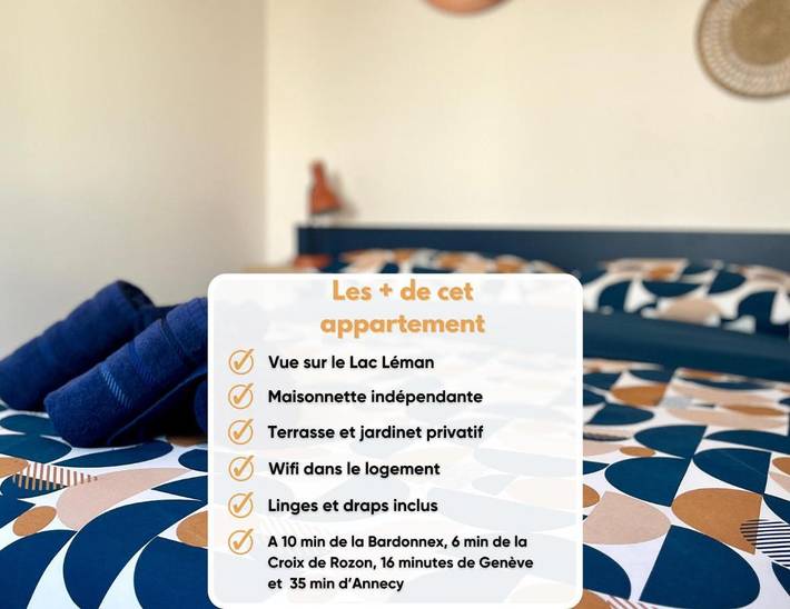 Gîte pour 2 personnes, avec vue ainsi que vue sur le lac et jardin à Bossey