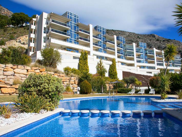 Apartamento para 4 personas, con Balcón y Terraza además de Jardín y Piscina para niños en Altea Hills