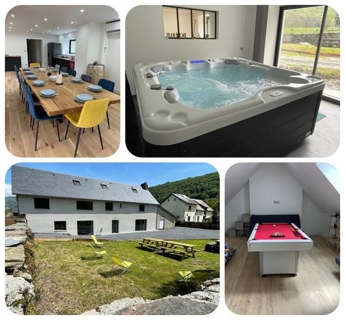 Gîte pour 14 personnes, avec terrasse ainsi que jacuzzi et jardin, animaux acceptés