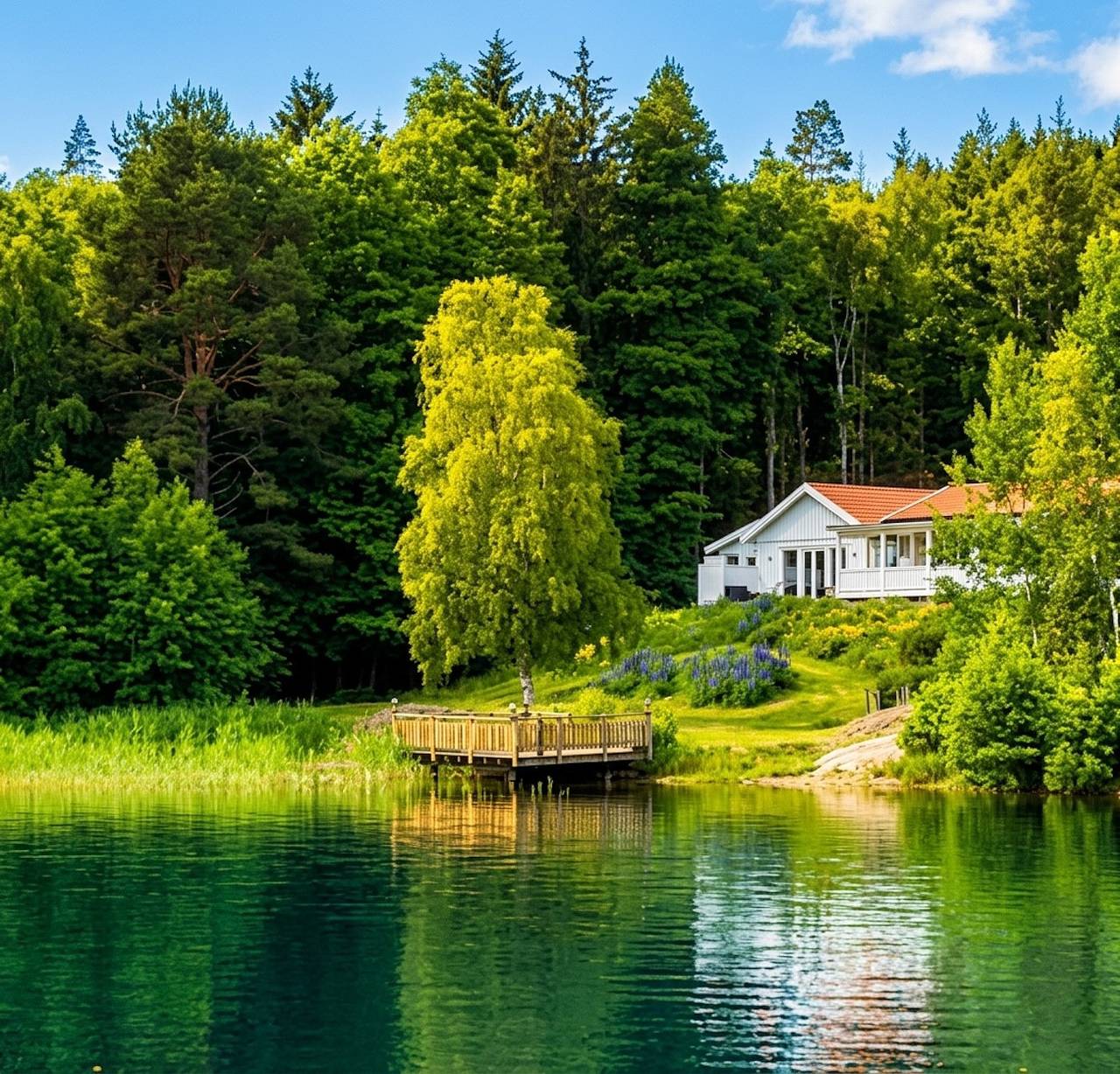 Mehrfamilienurlaub de luxe - 2 Ferienhäuser direkt am See Sommen in Tranås, Sommen