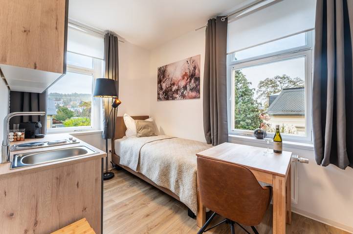 Ganzes Studio, 'Möbliertes Apartment Radebeul' mit gemeinsamer Terrasse, Garten & Wlan in Radebeul, Meißen Region