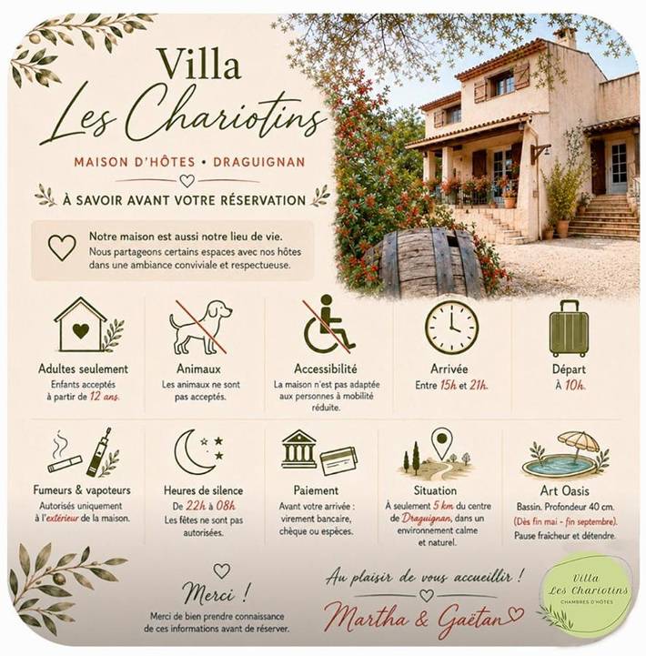 Chambre d’hôte pour 2 personnes, avec Balcon et Terrasse ainsi que Jardin et Piscine à Draguignan - 2