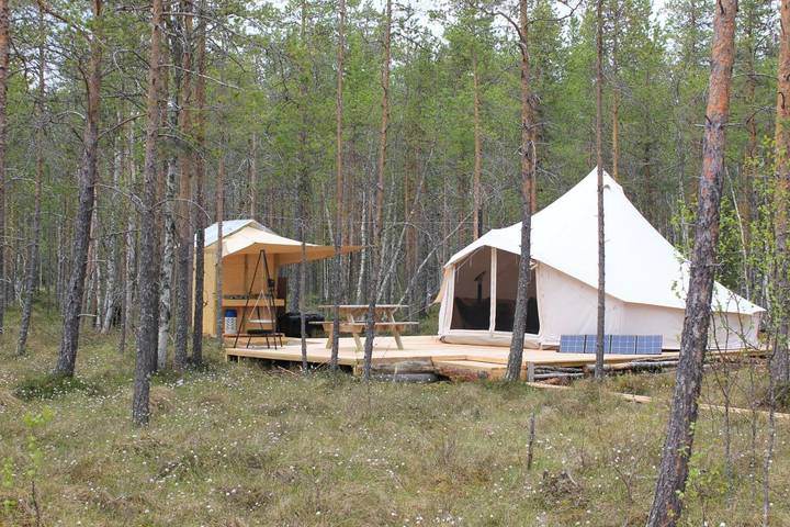 Camping voor 4 personen, with terras and uitzicht op het meer as well as uitzicht, met huisdier in Noord-Zweden