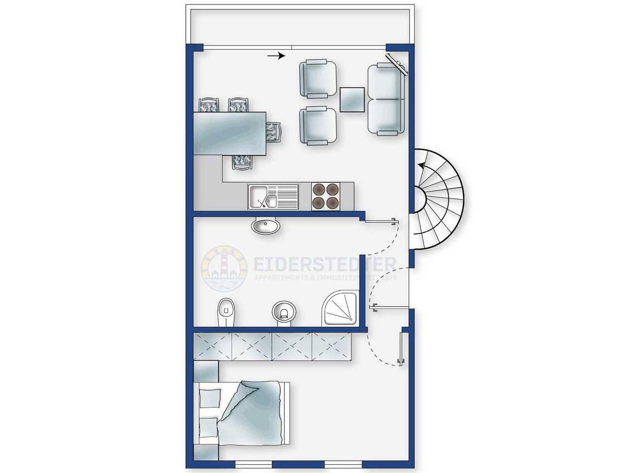 Ganze Ferienwohnung, Wohnung 3 Ursels Koje (Id 050) - Wohnung 3 Strandleev (Id 050) in St. Peter-Bad, St. Peter-Ording