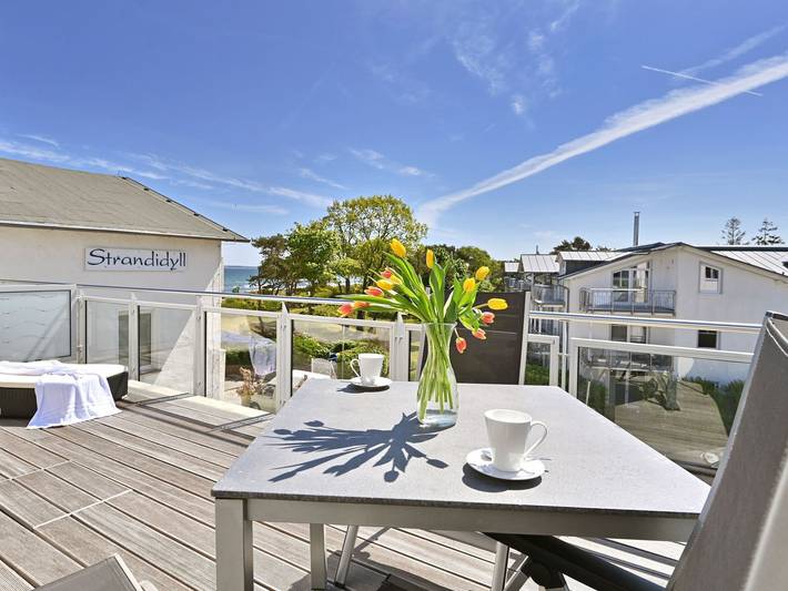 Ferienwohnung für 3 Personen, mit Balkon und Terrasse sowie Sauna und Ausblick in Breege