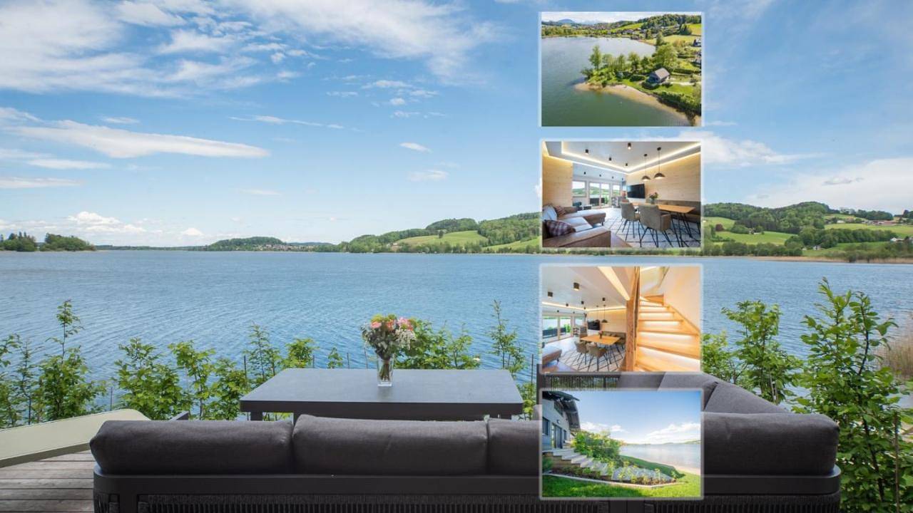 Exklusives Seehaus Lakehouse in Bestlage mit privaten Sandstrand inklusive Boot, Kajak, Sup in Obertrum am See, Bezirk Salzburg-Umgebung