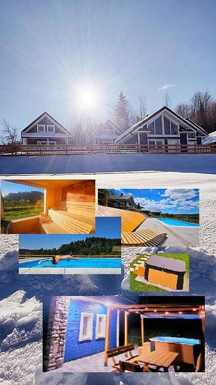 Domek letniskowy dla 5 osób, z basen i sauna oraz ogród i jacuzzi w Solina