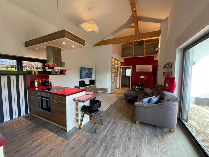 Ferienhaus für 4 Personen, mit Terrasse und Garten sowie Sauna und Ausblick