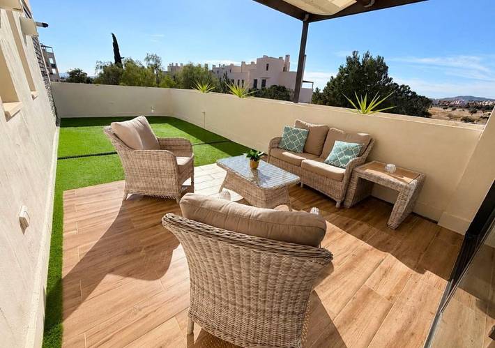 Appartement de vacances pour 5 personnes, avec Balcon et Terrasse ainsi que Jardin et Piscine dans Corvera