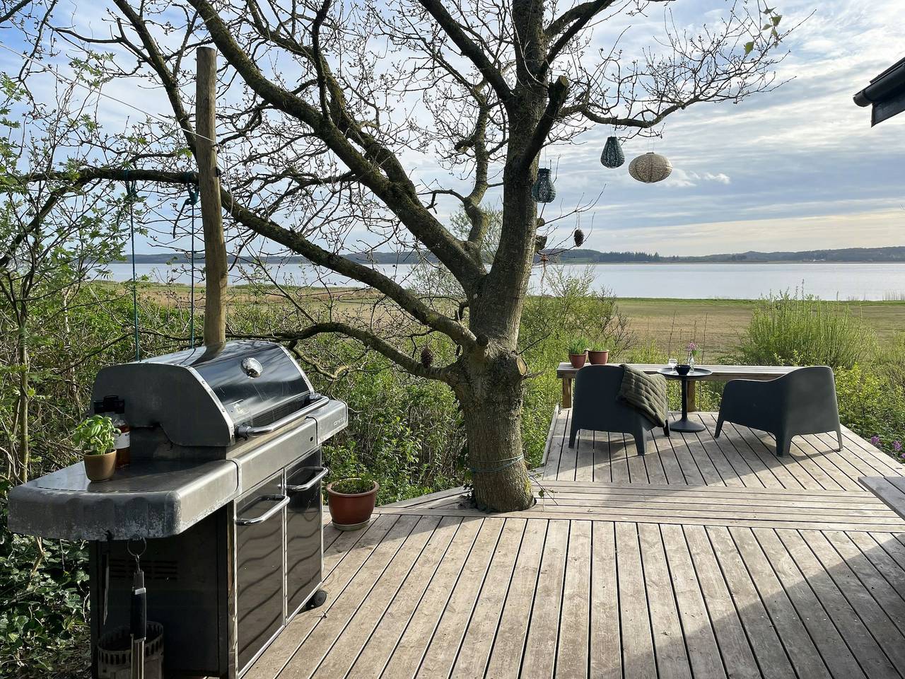 Modern wooden house near Halkær bredning in Limfjord in Nordjütland