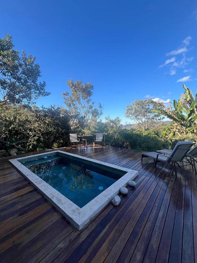 Pousadas para 2 pessoas, com vista e sauna e ainda jardim and piscina em Alto Paraíso de Goiás